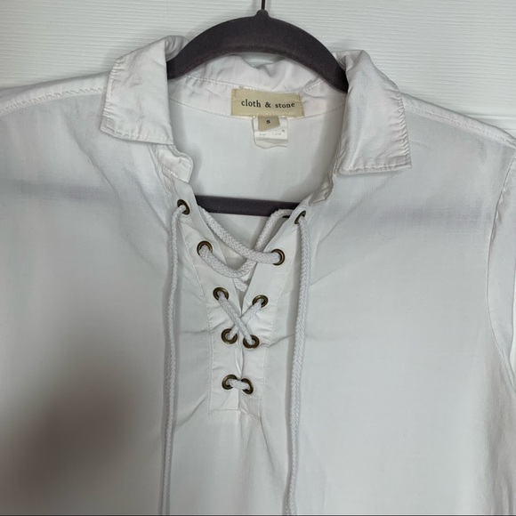 Cloth & Stone White Lace Up Blouse - Picture 5 of 8
